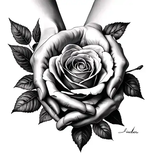 Rose Surrounding Hands Holding