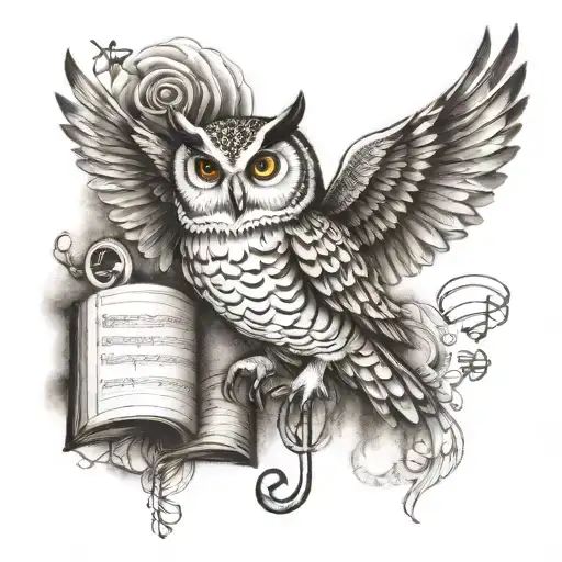 Musical Notes And Owl