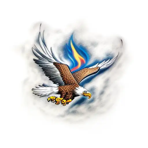 Eagle Throwing Flames Out Of His Arms