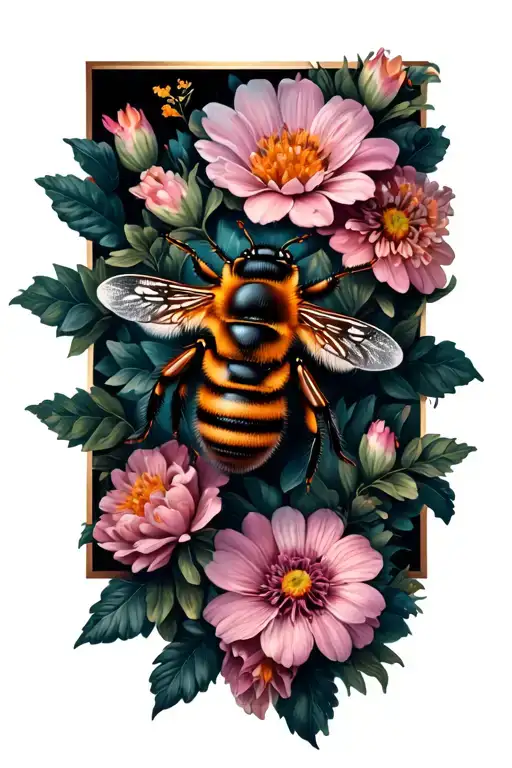 Bees And Flowers Blooming