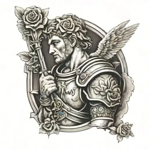 Roman Soldier Angel Roses Roman Temple Wolf