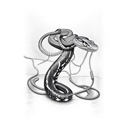 Snake Entangled In The Arm And Ending In The Elbow
