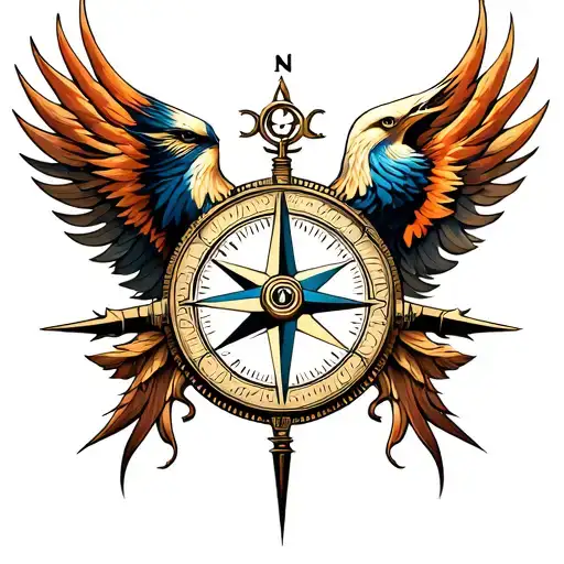 Compass And Phoenix Rising