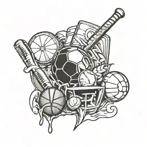 Symbols Of Sports And Travel Into A Unique Tattoo Design