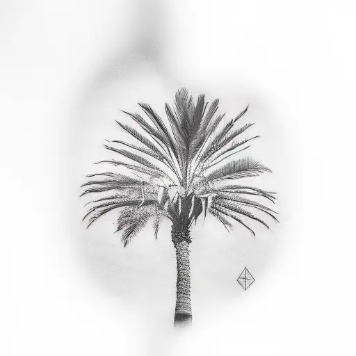 Palm Tree And Montain