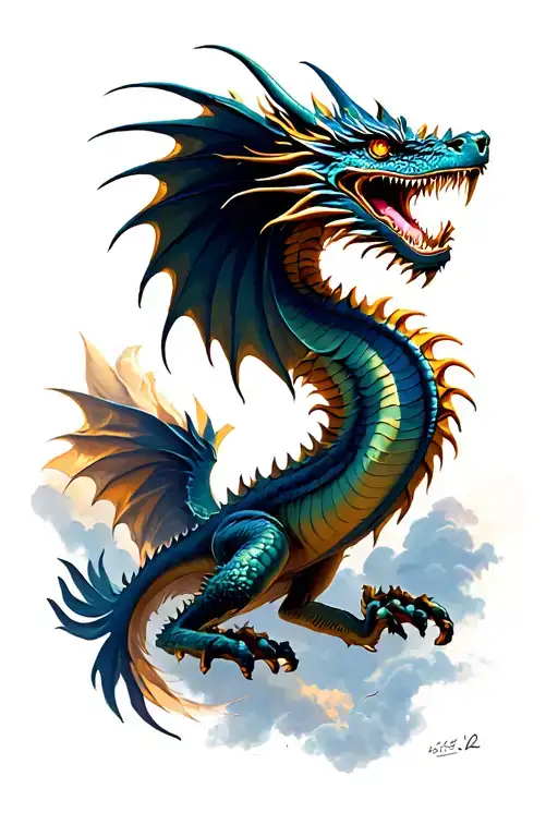 Western Dragon Flying Upwards