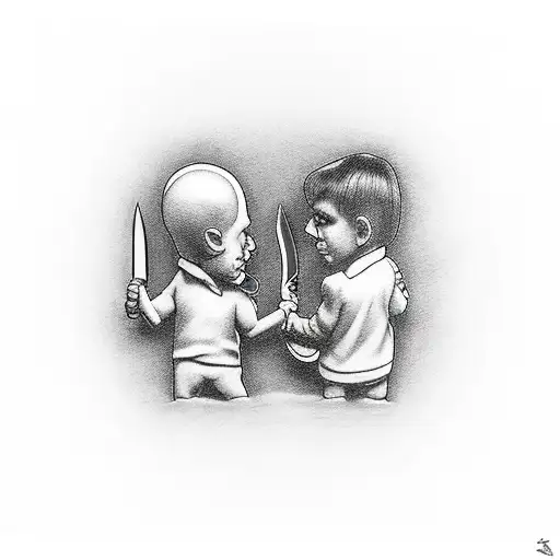 Vater And Son As Armyknife Holds Hands