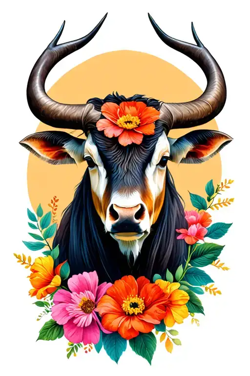 Taurus With Flowers