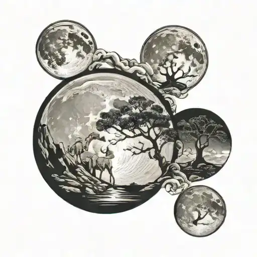 Cave Painting Style Full Moon