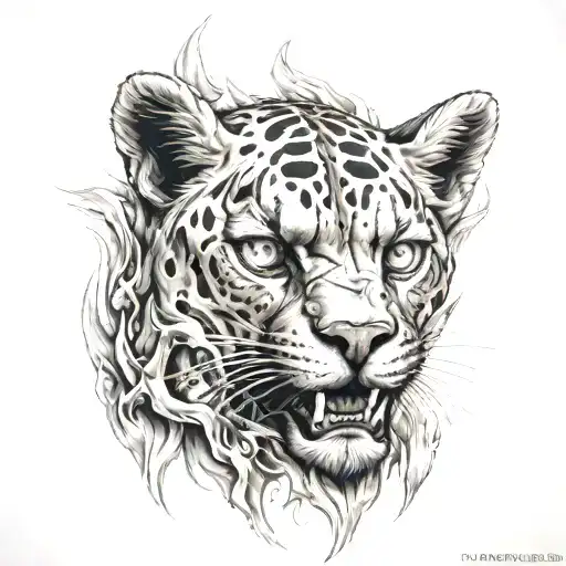 Alpha Puma Skull Face On Flames