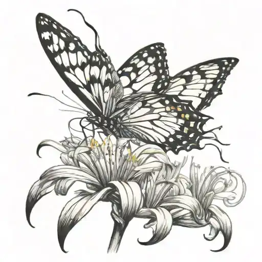 A Spider Lily Transforming Into A Butterfly