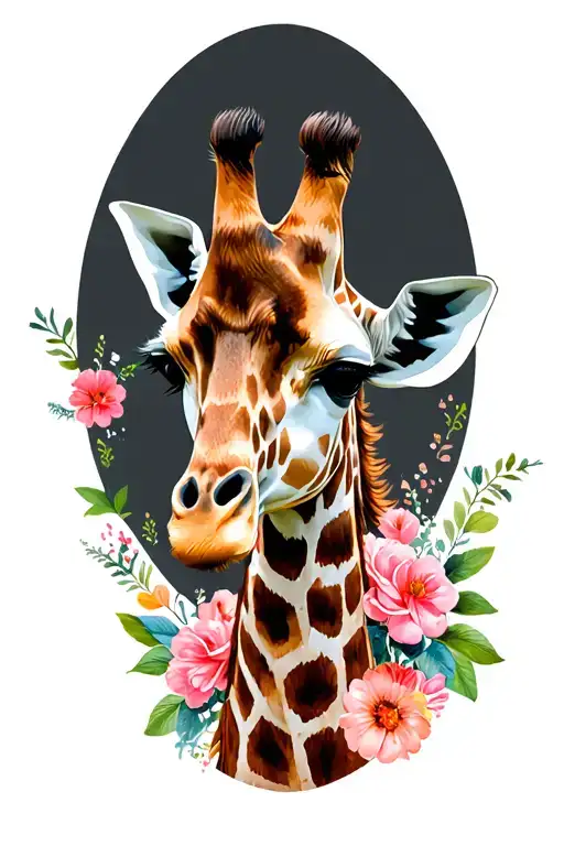 Giraffe With Flowers