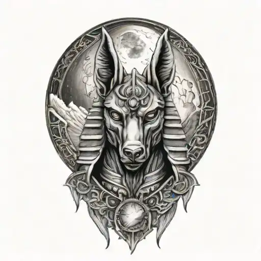 Anubis In Fron Of Super Moon