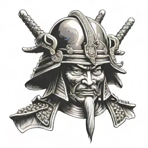 Samurai Head With Helmet