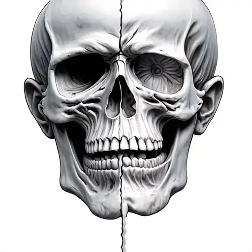 Crying Statue With Half Of The Face A Skull