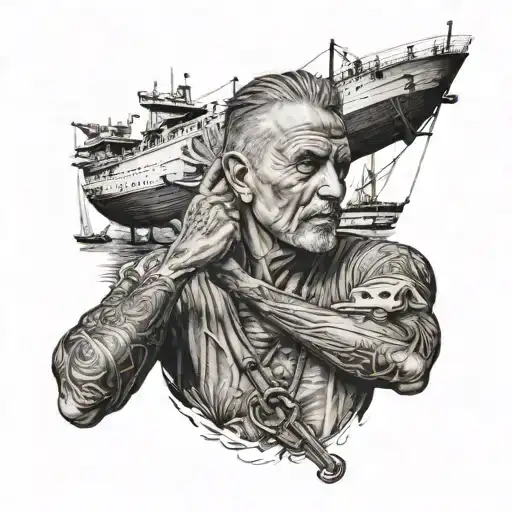 A Realistic Portrait Of A Loved One With A Ship In The Background