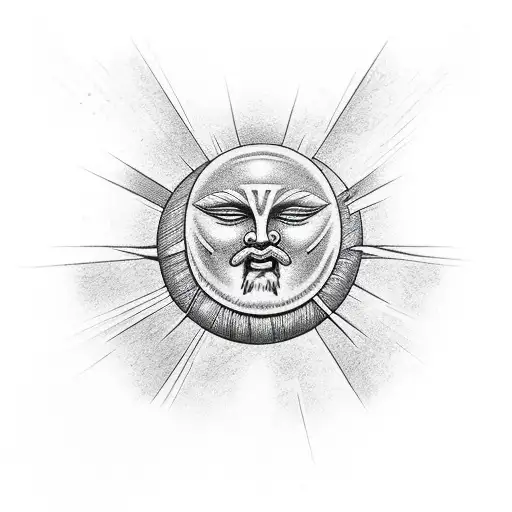 Chest Scupture Of Mars God On An Arm With A Sun On The Elbov