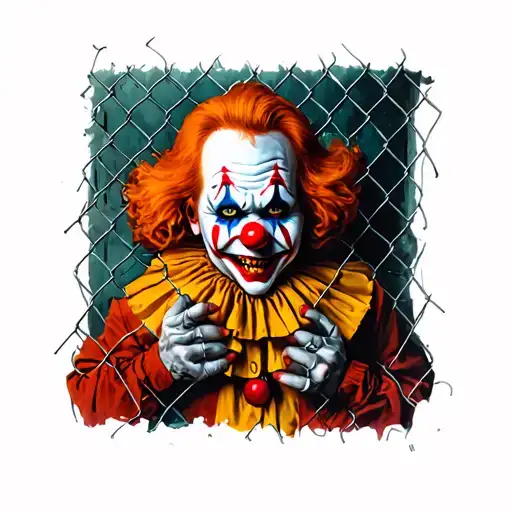 Scary Clown Behind A Fence