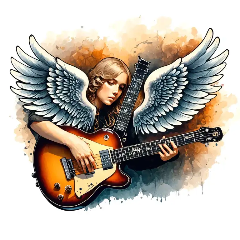 Wings And Guitar Tattoo Designs