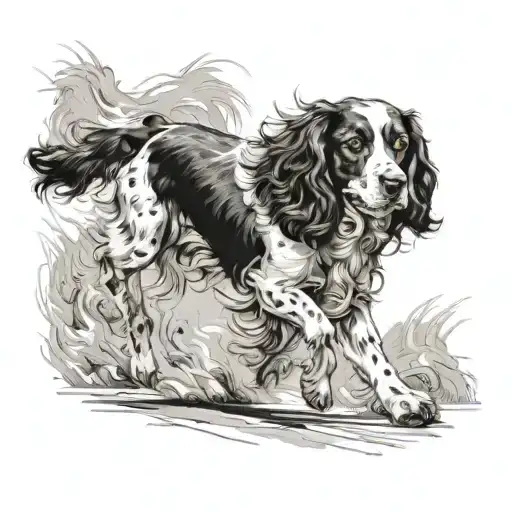 Spaniel Running With A Short Black Tail