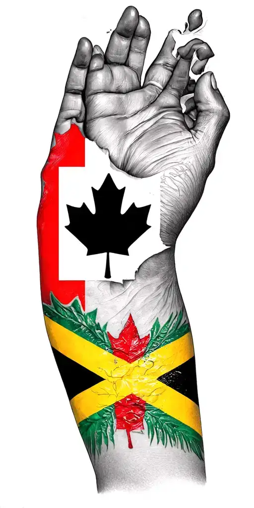 Barbados Flag And Canada Flag