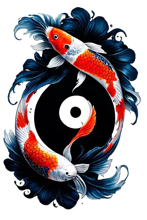 Colorful Koi Fish Yin Yang