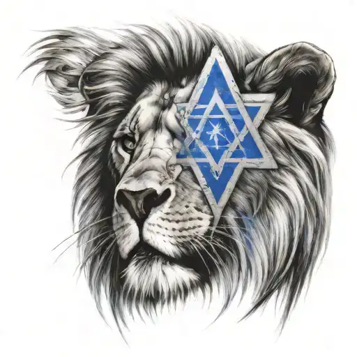 Lion With Blue Star Of David In 1 Eye