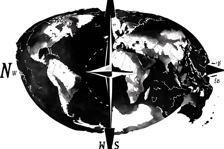 World Map Compass Rose