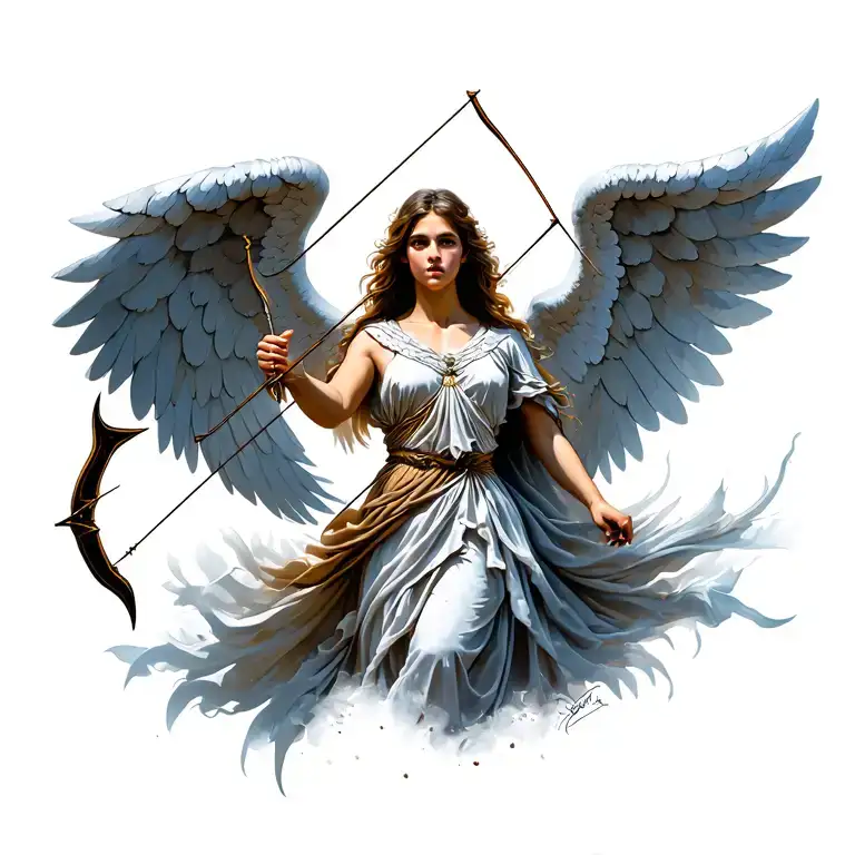 Angel Holding Bow And Arrow Design