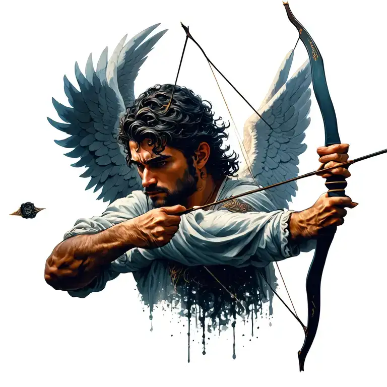 Male Angel Shooting Bow And Arrow Design