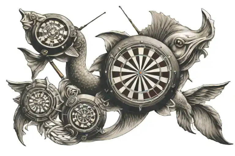 Fishing Road Holding Up A Dartboard