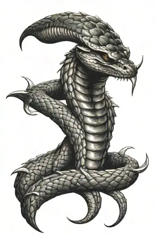 Angry Cobra Wrapped Around Dagger