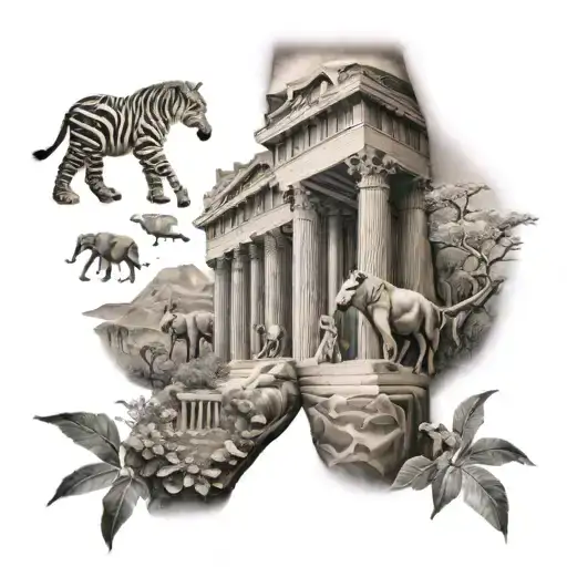 Parthenon And African Wildlife Sleeve