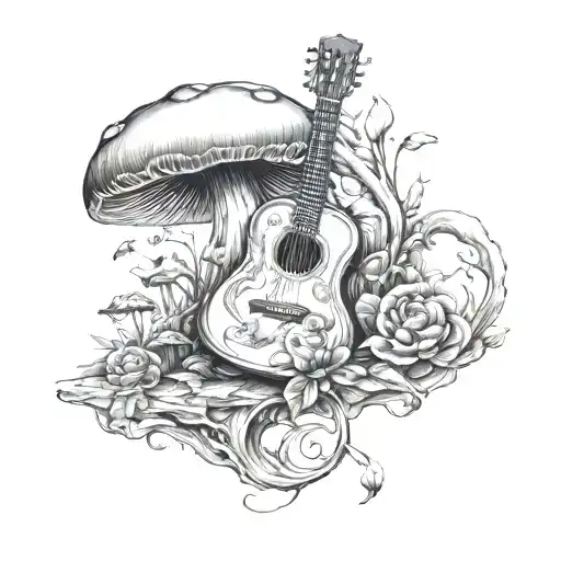 Mushroom Growing From Guitar