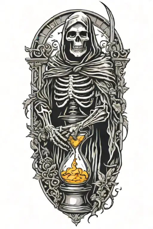 Grim Reaper Throwing An Hourglass