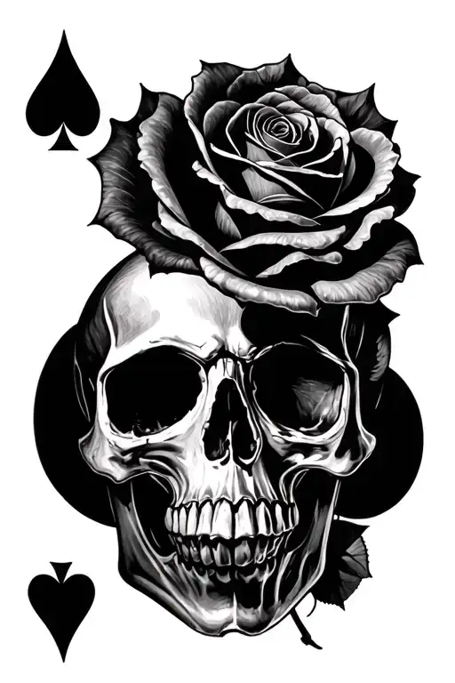 Spade Skull Rose