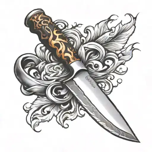 Chef Knife With Flame