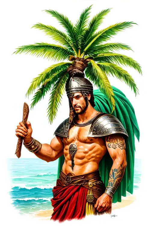 A Gladiator Holding A Palm Tree