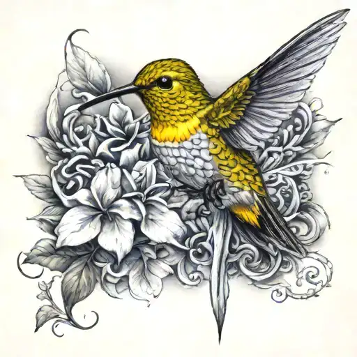 Yellow Humming Bird With A Cross