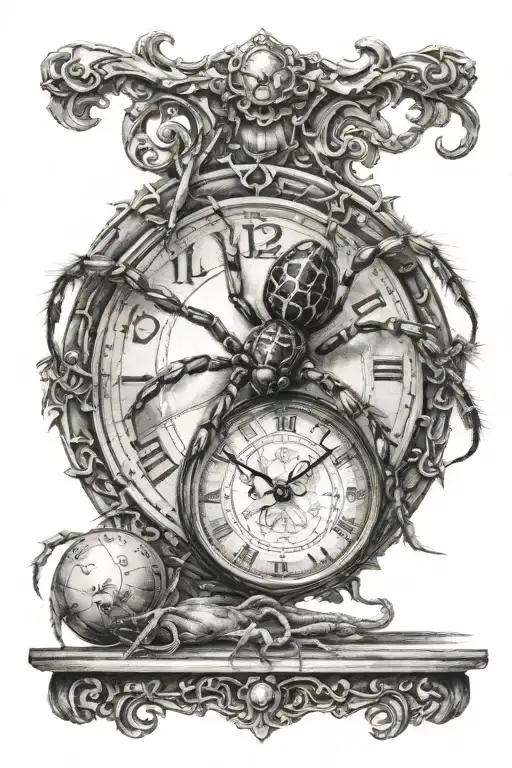 Gugu Spider Sitting On The Clock