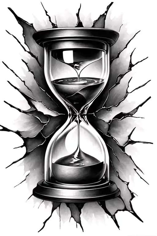 Black & White Broken Hourglass