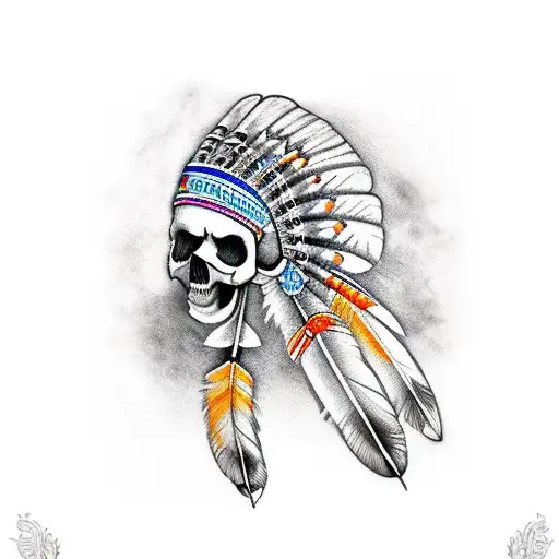 Skulls Female Indian Feather