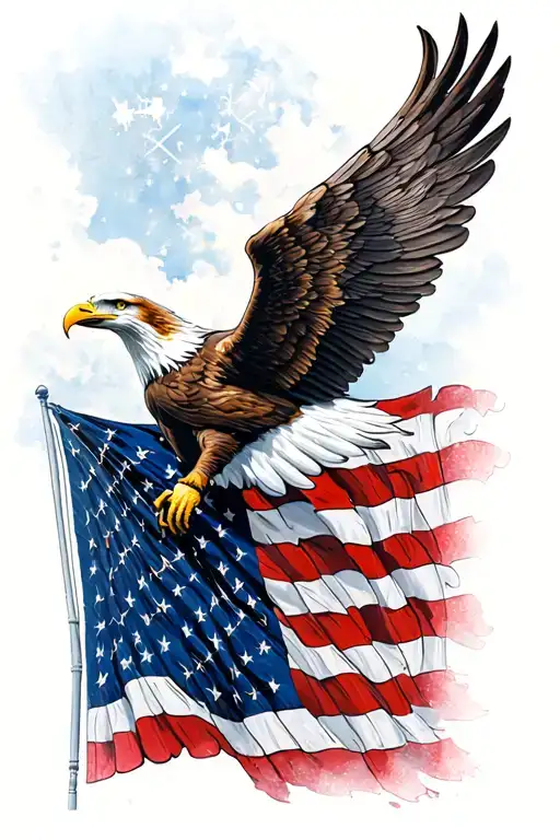 Patriotic American Flag With Eagle Wings