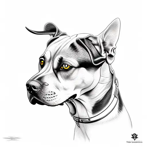 A Large Ferocious Black Dog In Profile