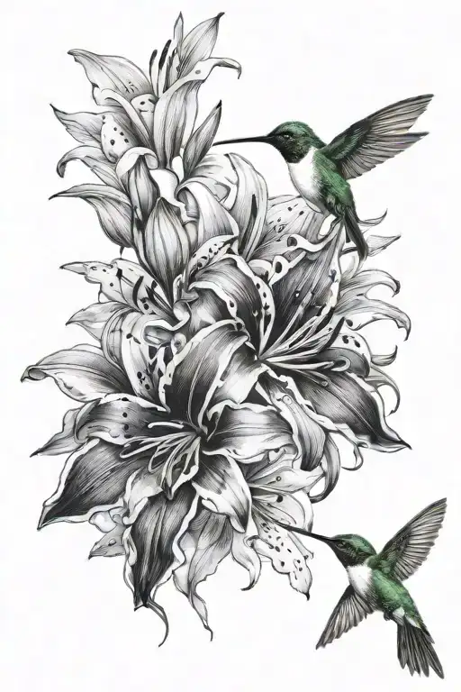 Lillies And Humming Bird