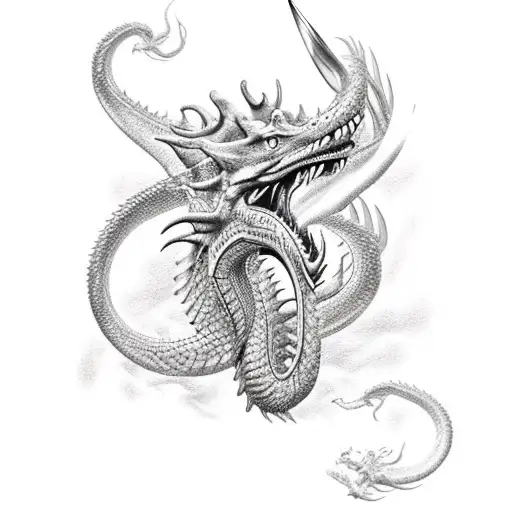 Poseidon Fighting Dragon