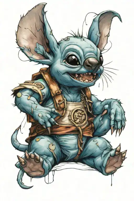 Stitch Sits Like Buda Having July Zodiac Sign In His Hand
