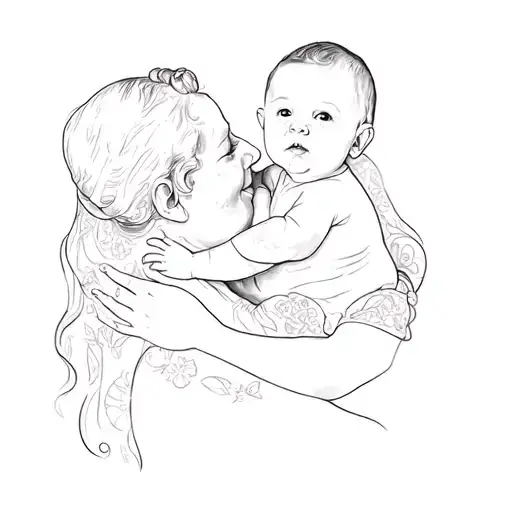 An Old Photo Of A Woman Holding A Baby