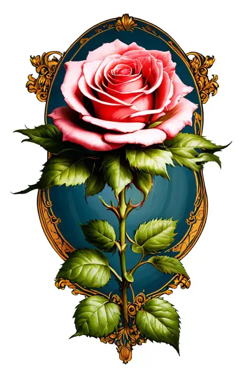 Partially Bloomed Rose In Baroque Style