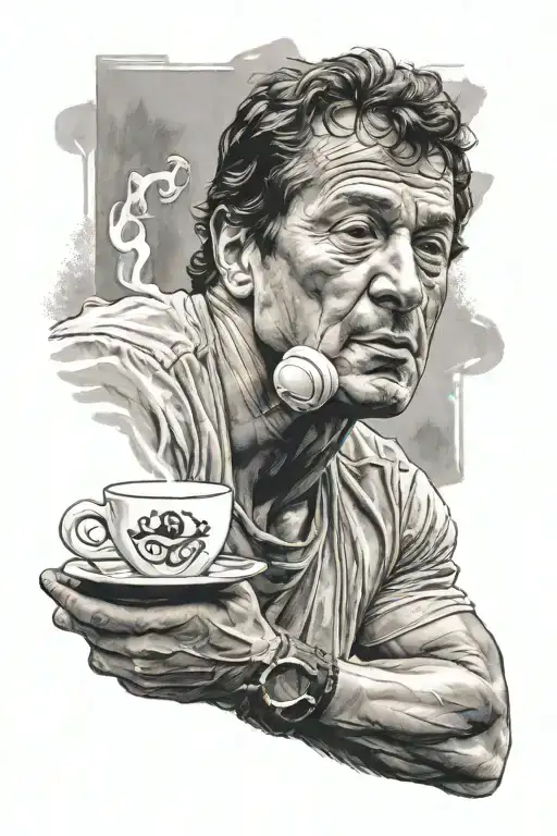 Rocky Balboa Meditating With A Cup Of Coffee In Hand